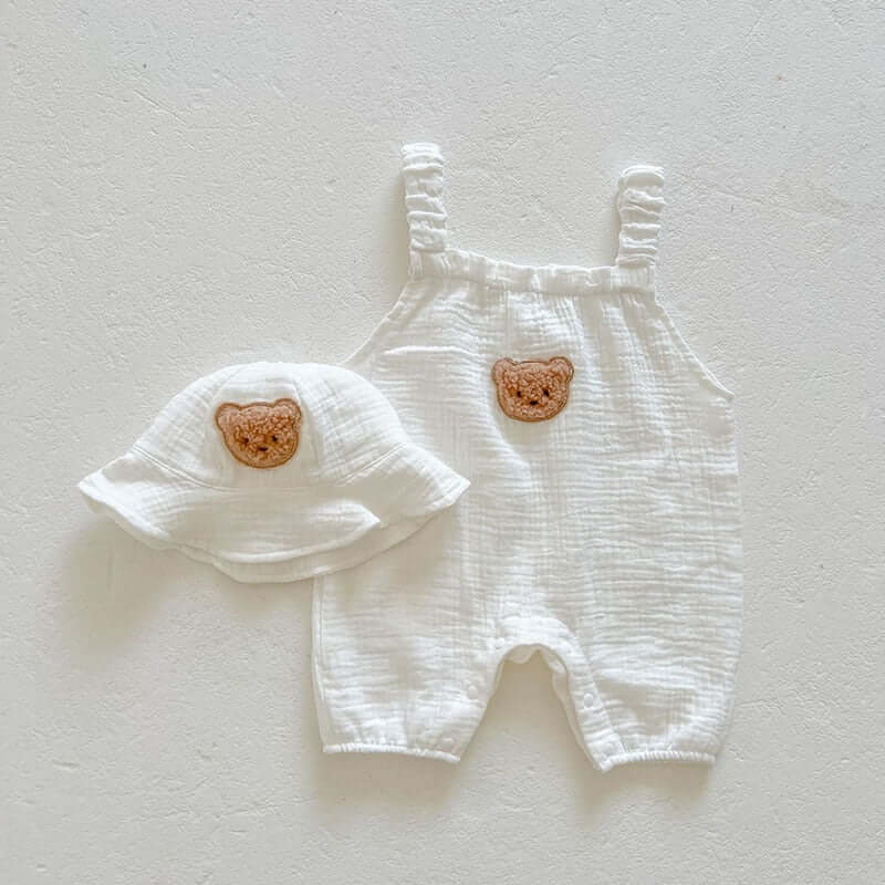 Cozy Crew Club Bear Cream Romper & Hat Set | Casa Childrenswear