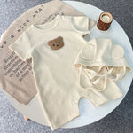 Cozy Crew Club Cool Summer Beige Bear & Bonnet Hat Set | Casa Childrenswear