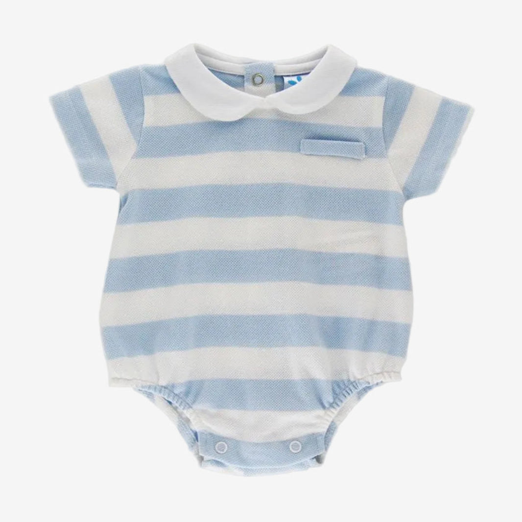 Sardon Baby Boys Blue & White Stripe Romper | Casa Childrenswear