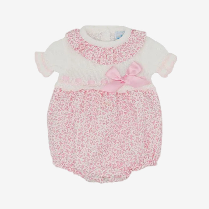 Sardon Baby Girls Rose Print Knit Romper | Casa Childrenswear