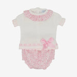 Sardon Baby Girls Rose Print Knit Bloomer Set | Casa Childrenswear