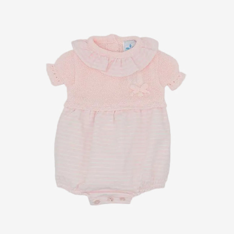 Sardon Baby Girls Pink Striped Knit Romper | Casa Childrenswear