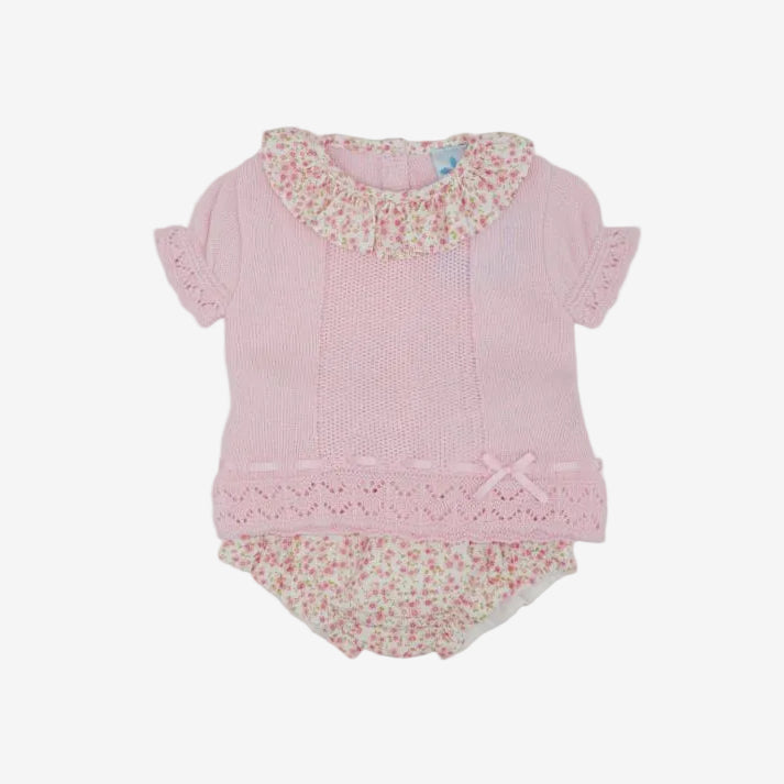 Sardon Baby Girls Rose Knitted Bloomer Set | Casa Childrenswear