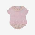 Sardon Baby Girls Rose Knitted Bloomer Set | Casa Childrenswear