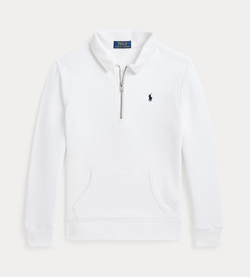 Half-Zip Collared Sweatshirt White