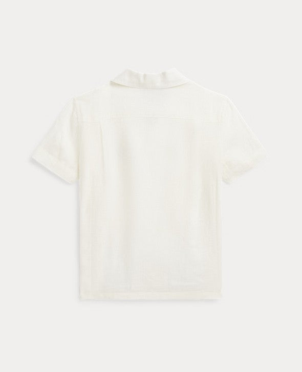 Linen Shirt Bowling Collar White