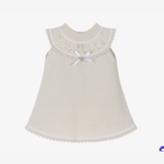 Granlei Girls Beige Knitted Dress with Lacy Collar | Casa Childrenswear