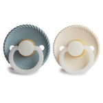Round Latex 2-Pack Pacifiers - Stone Blue Night/Cream Night - Size 2