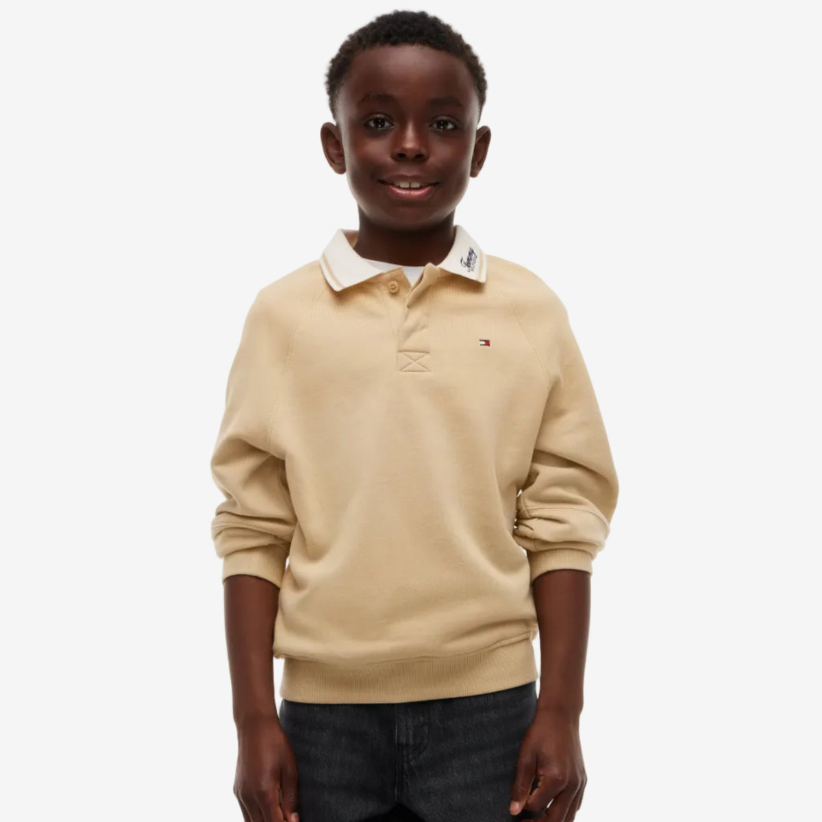 Tommy Hilfiger Boys Camel Rugby Sweatshirt - back view