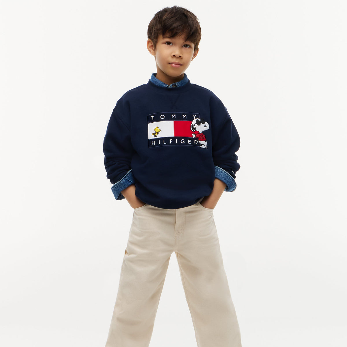 Tommy Hilfiger Baby Boys Navy Peanuts Crewneck - back view