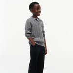 Tommy Hilfiger Boys Grey Cable Polo Sweater - back view
