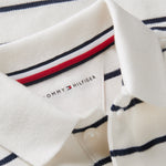 Tommy Hilfiger Baby Boys Ivory Striped Polo - collar detail view
