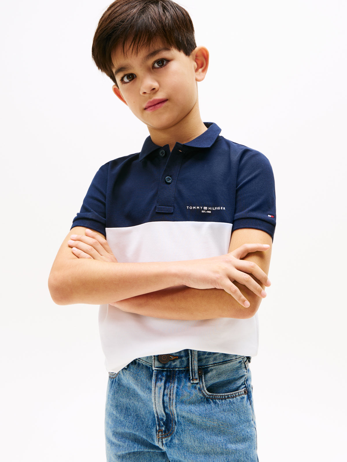 Colourblock Polo Navy/White