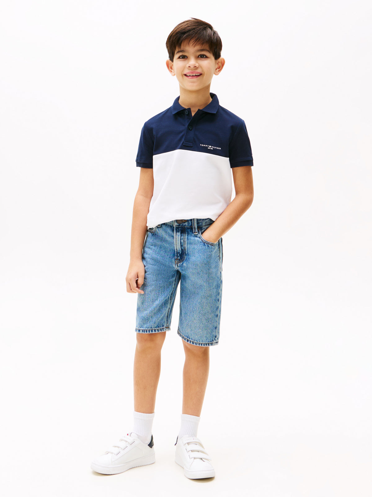 Colourblock Polo Navy/White