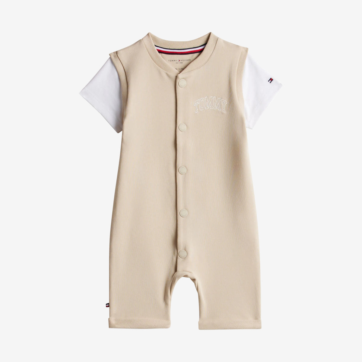 Tommy Hilfiger Baby Boys Beige Cotton Jersey Shortie | Casa Childrenswear