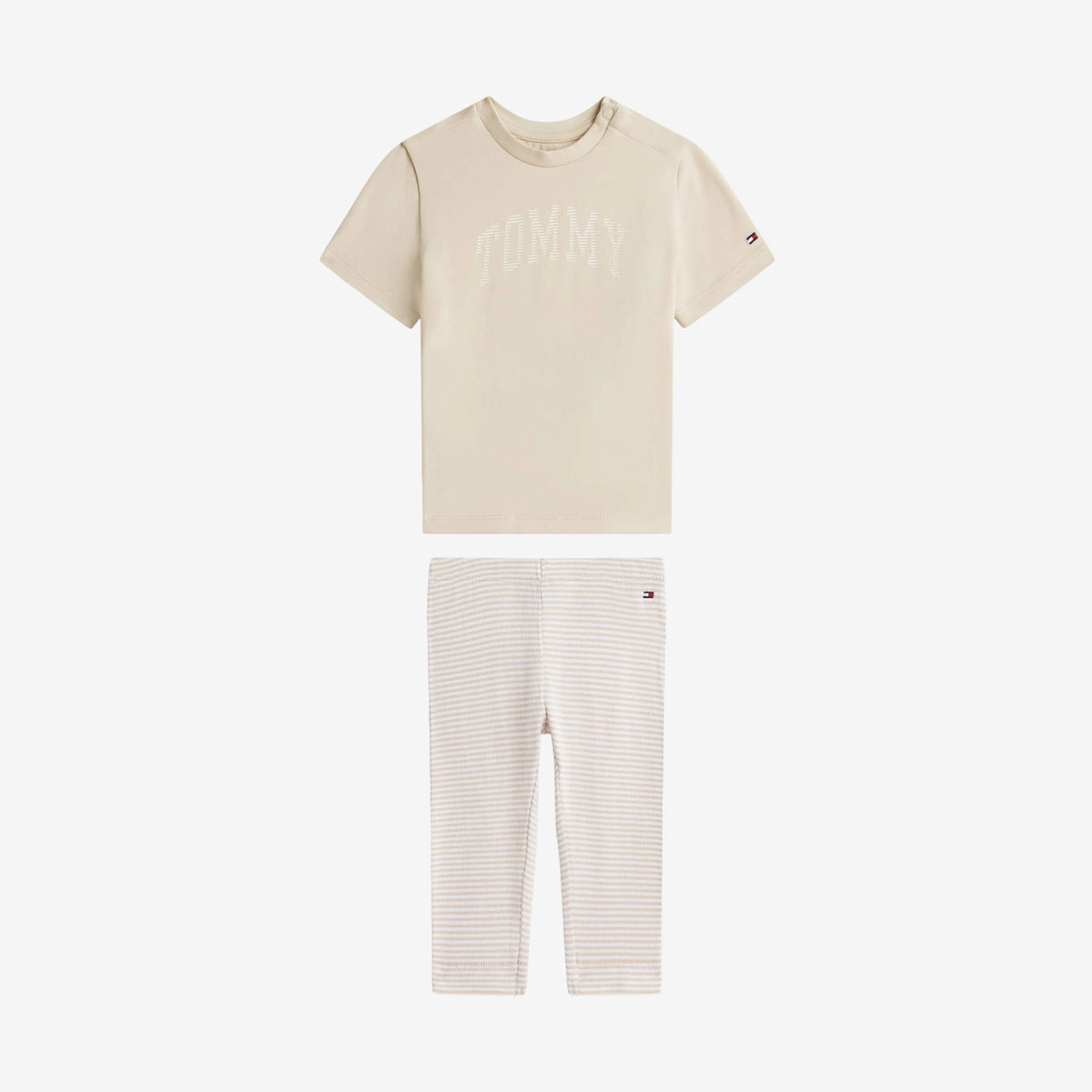 Tommy Hilfiger Baby Beige T-Shirt & Bottoms Set | Casa Childrenswear
