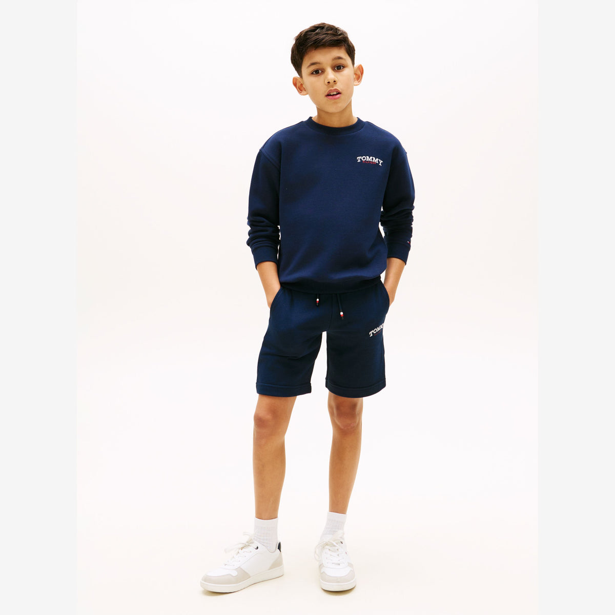 Tommy Hilfiger Boys Navy Monotype Logo Sweatshorts | Casa Childrenswear