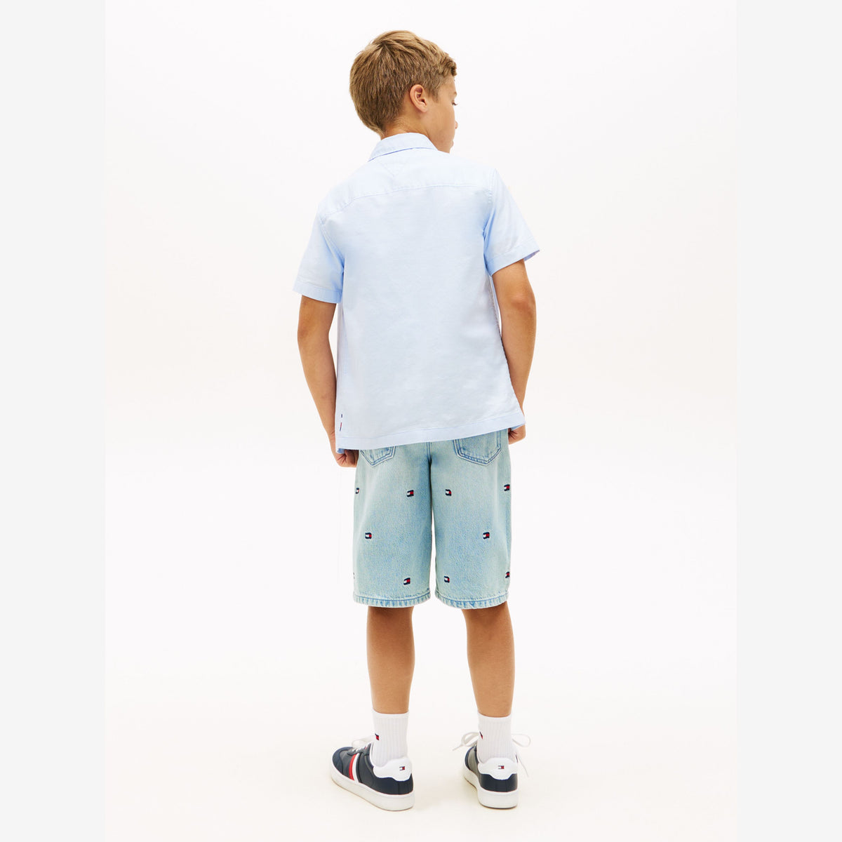 Tommy Hilfiger Boys Blue Short Sleeve Oxford Cotton Shirt | Casa Childrenswear