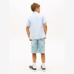 Tommy Hilfiger Boys Blue Short Sleeve Oxford Cotton Shirt | Casa Childrenswear