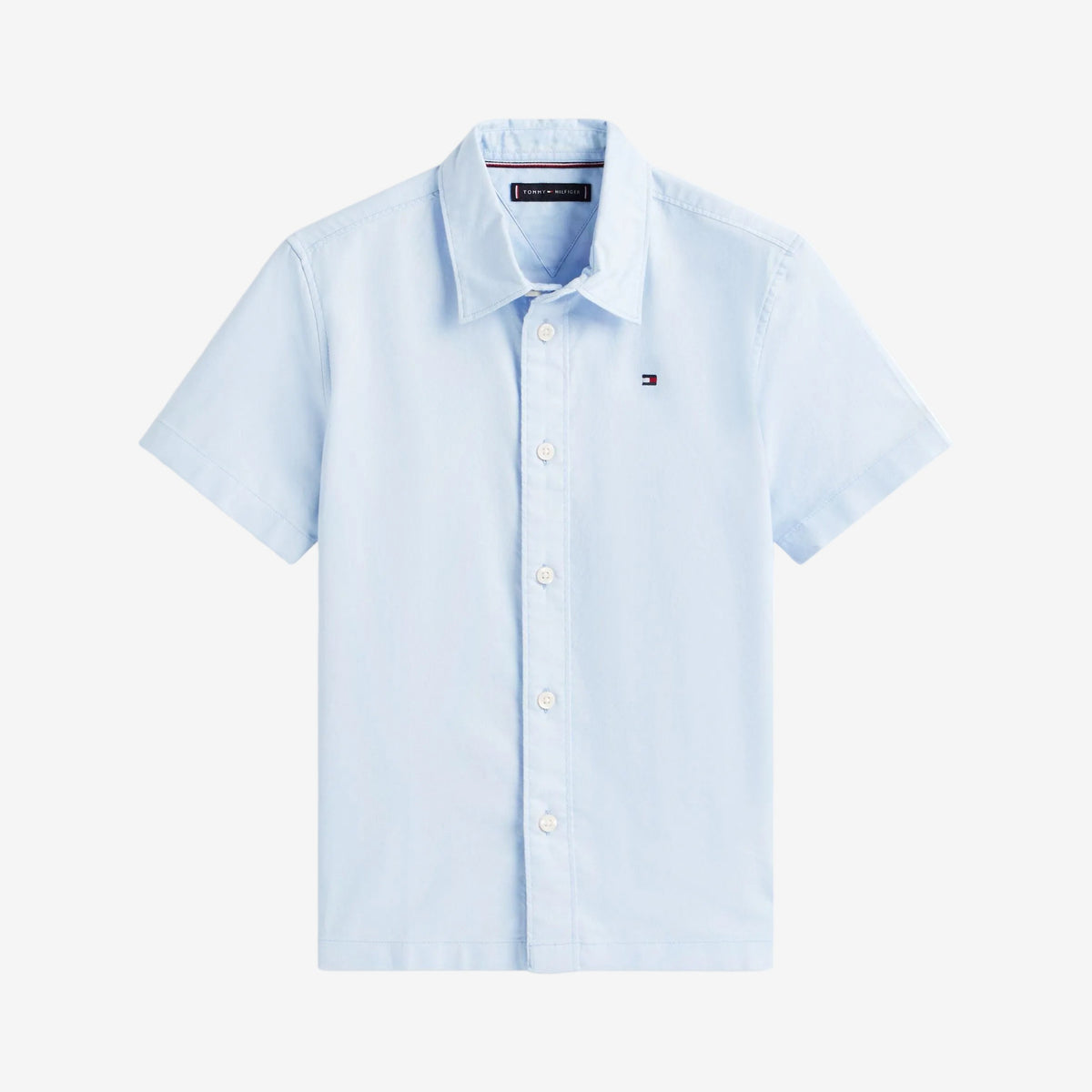 Tommy Hilfiger Boys Blue Short Sleeve Oxford Cotton Shirt | Casa Childrenswear