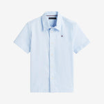 Tommy Hilfiger Boys Blue Short Sleeve Oxford Cotton Shirt | Casa Childrenswear