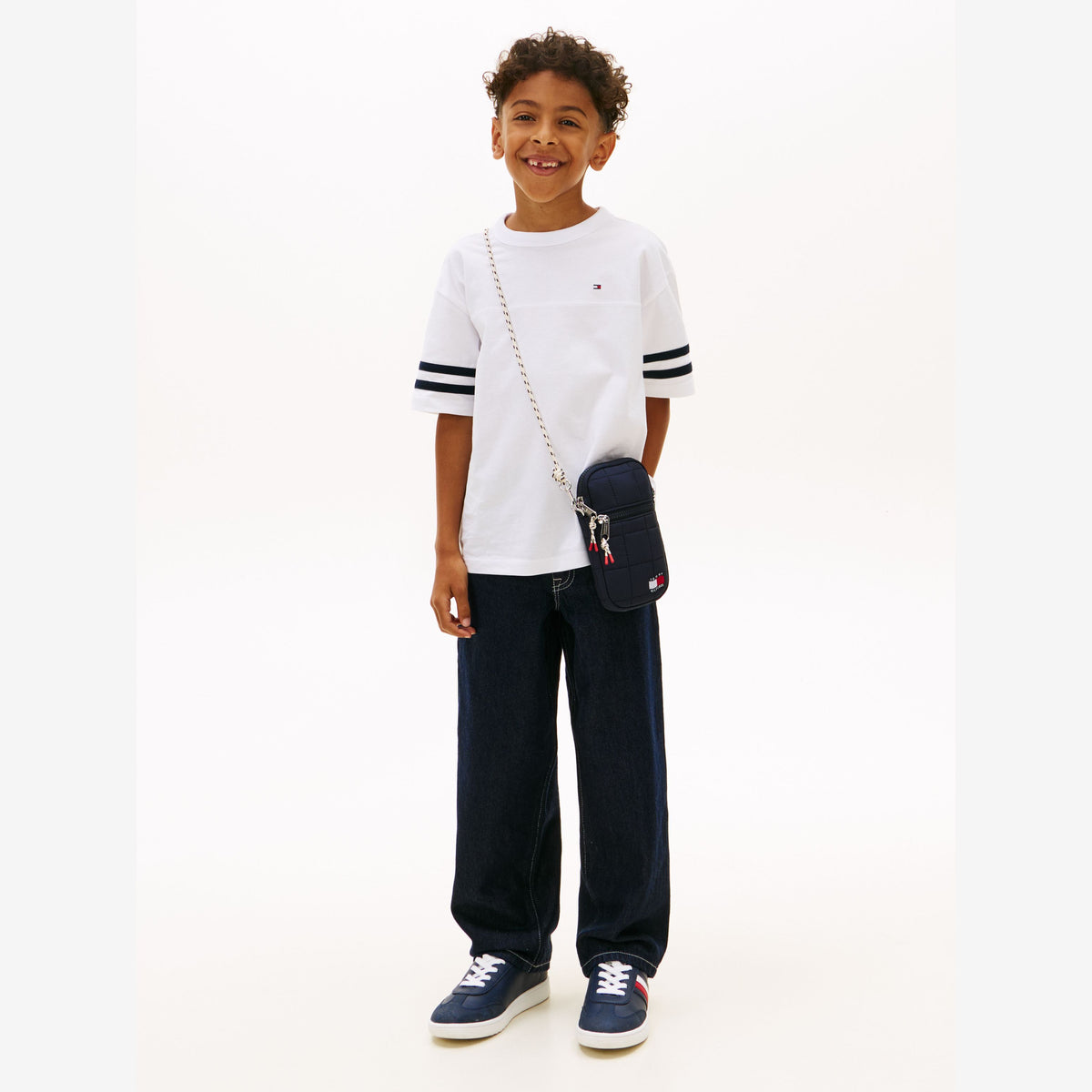 Tommy Hilfiger Boys White Varsity Stripes T-Shirt | Casa Childrenswear