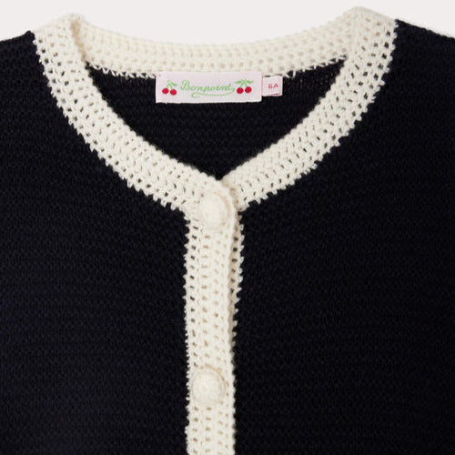 Bonpoint Navy Cherry Logo Cardigan | Casa Childrenswear