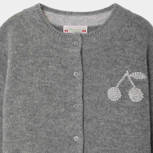 Bonpoint Grey Cherry Logo Cardigan | Casa Childrenswear