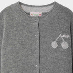 Bonpoint Grey Cherry Logo Cardigan | Casa Childrenswear