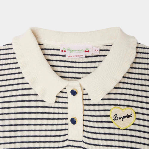 Bonpoint Navy Striped Badge Polo | Casa Childrenswear