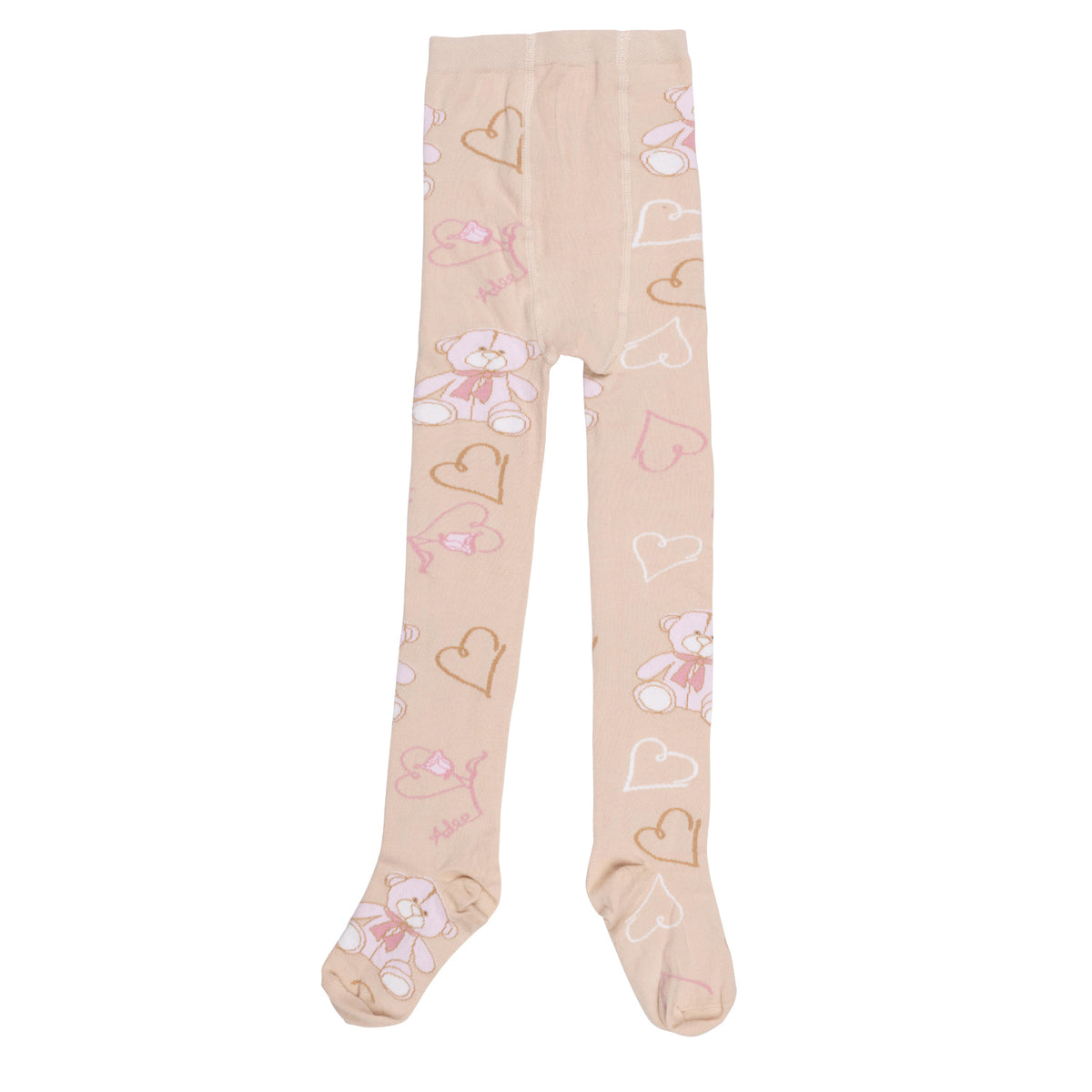 Beige Teddy Print Tights