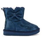 Bowtiful Navy Faux Suede Boot