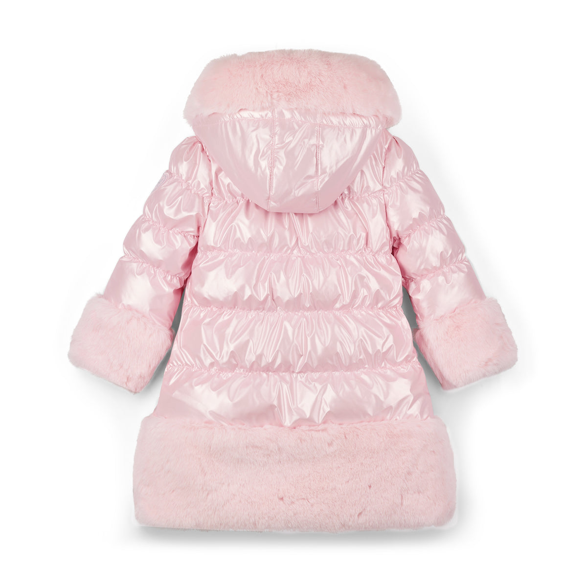 A Dee Aurora Pink Long Fur Trim Jacket | Casa Childrenswear
