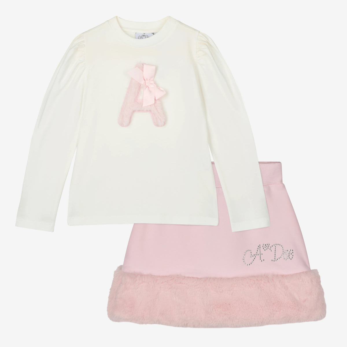A Dee Andrea Pink Fur Skirt Set | Casa Childrenswear