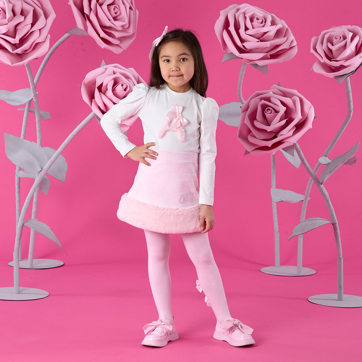 A Dee Andrea Pink Fur Skirt Set | Casa Childrenswear