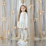 A Dee Blake White Bow Print Peplum Legging Set | Casa Childrenswear