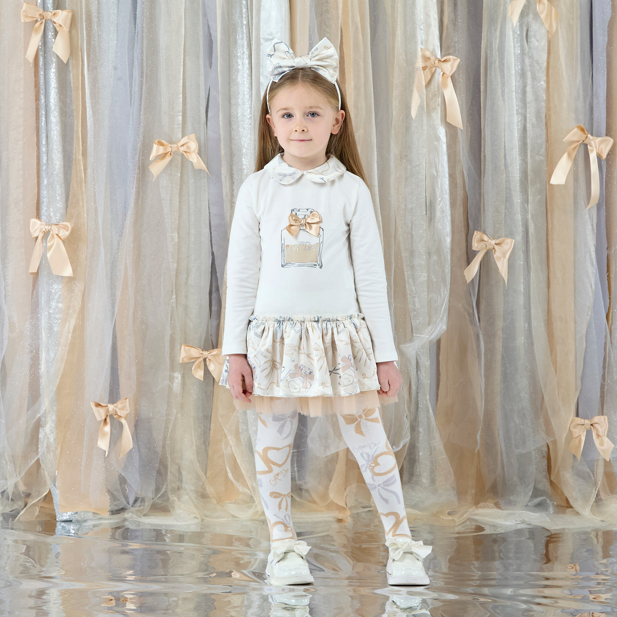 A Dee Betty White Bow Print Drop Waist Dress | Casa Childrenswear