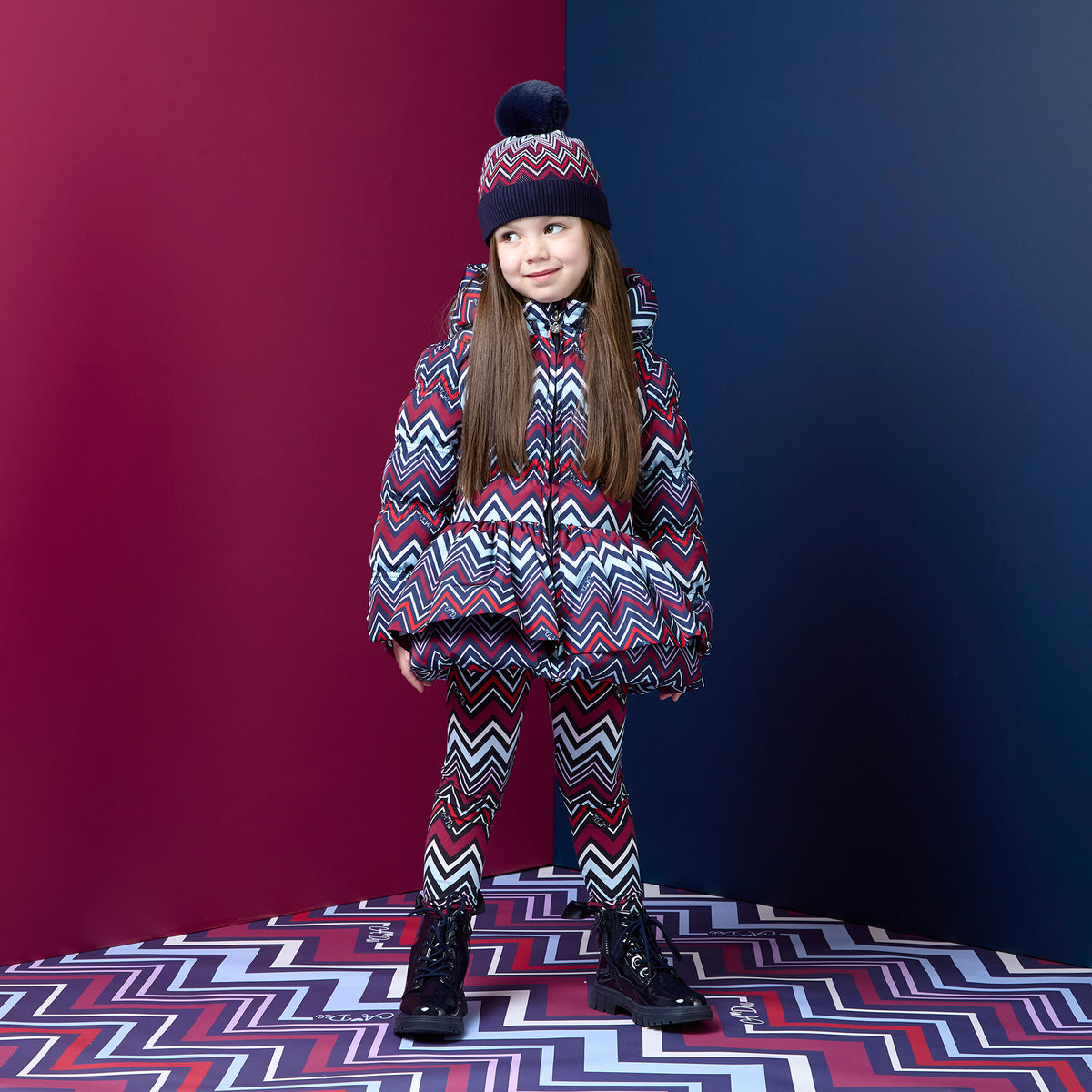 A Dee Ava Navy Chevron Print Jacket | Casa Childrenswear