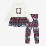 A Dee Crissy Navy Chevron Print Peplum Legging Set | Casa Childrenswear