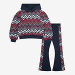 A Dee Coco Navy Chevron Print Flare Tracksuit | Casa Childrenswear