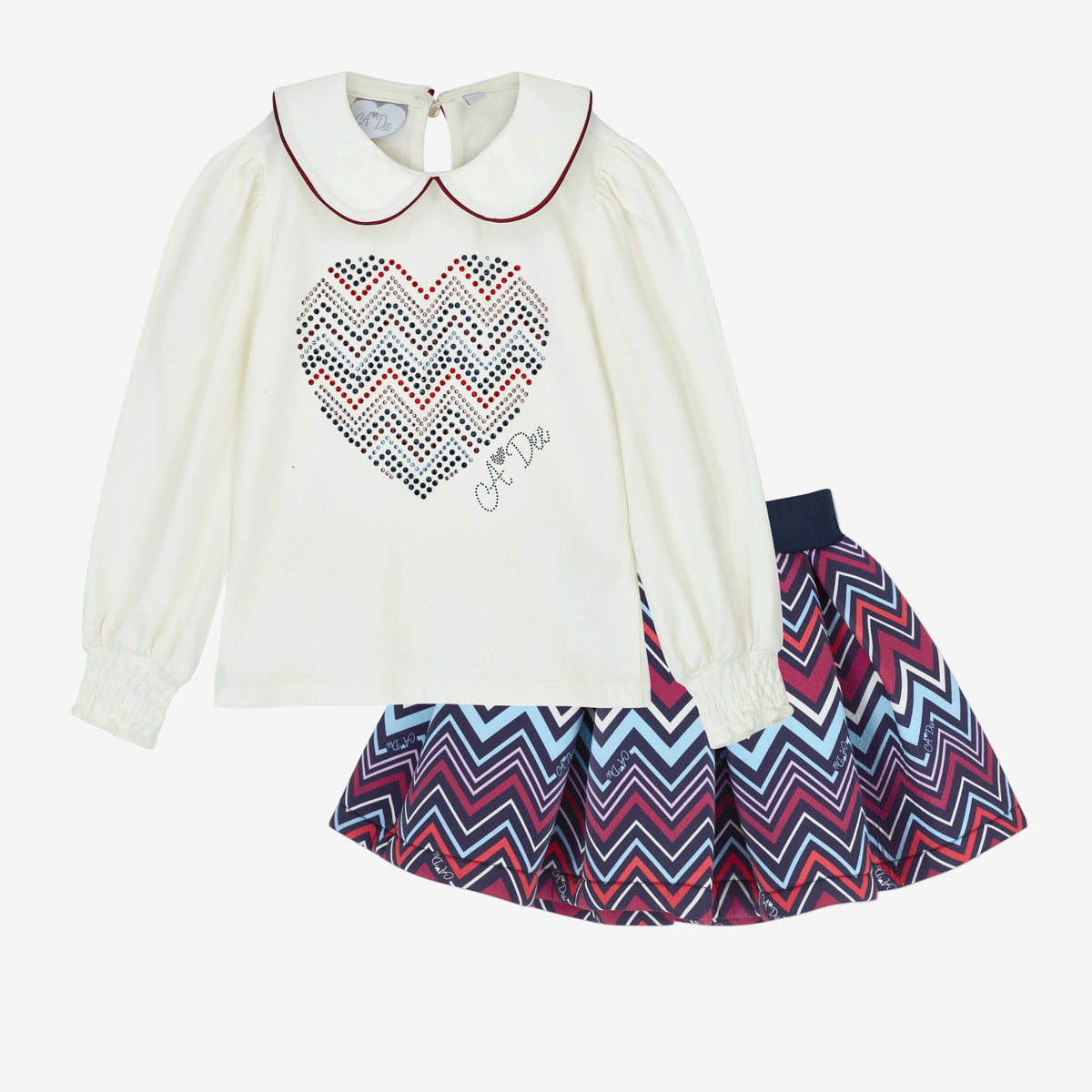 A Dee Chloe Navy Chevron Print Skirt Set | Casa Childrenswear