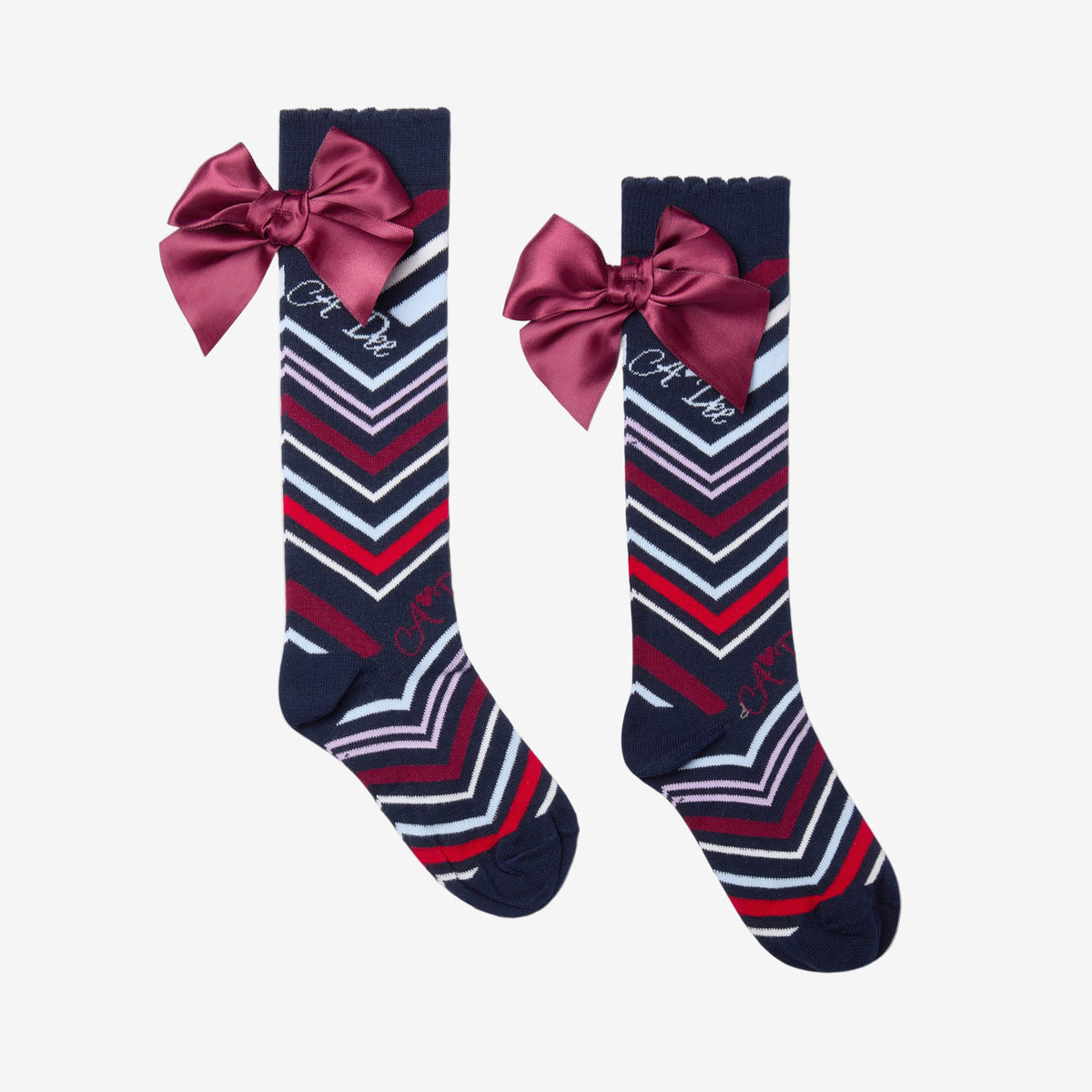 A Dee Alessandra Navy Chevron Knee High Sock | Casa Childrenswear