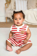 The Bear Beach Red Stripe Shorts & T-Shirt