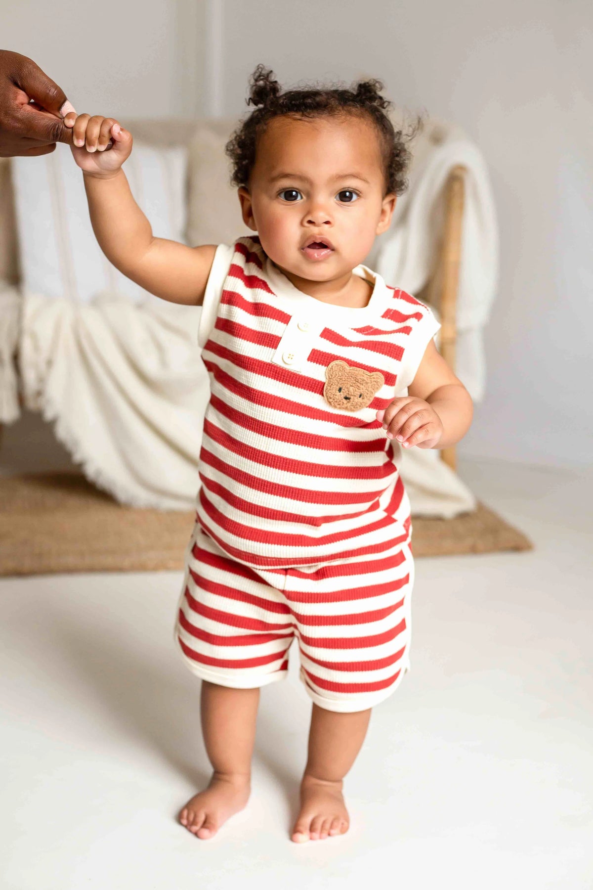 The Bear Beach Red Stripe Shorts & T-Shirt