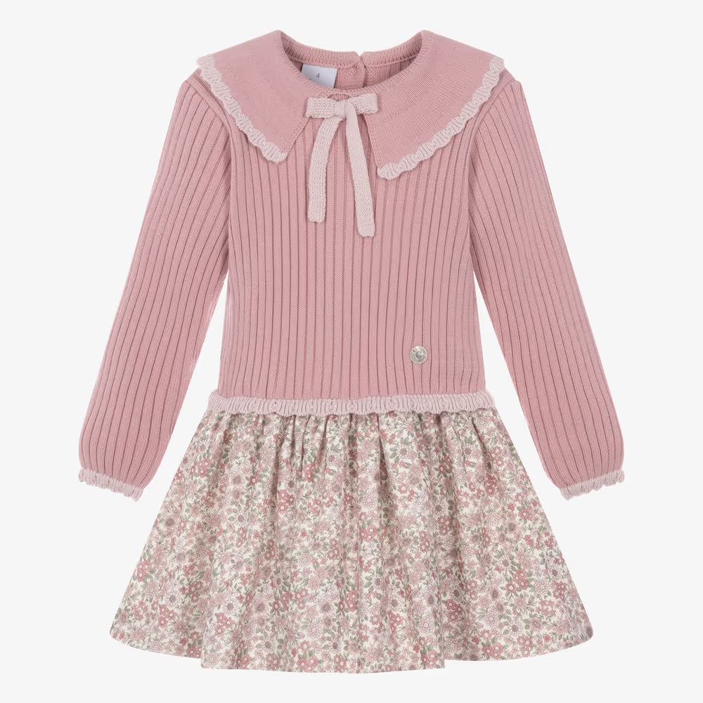 Girls Pink Dress with Flower Print