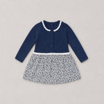 Granlei Girls Blue Dress with Flower Print - back view