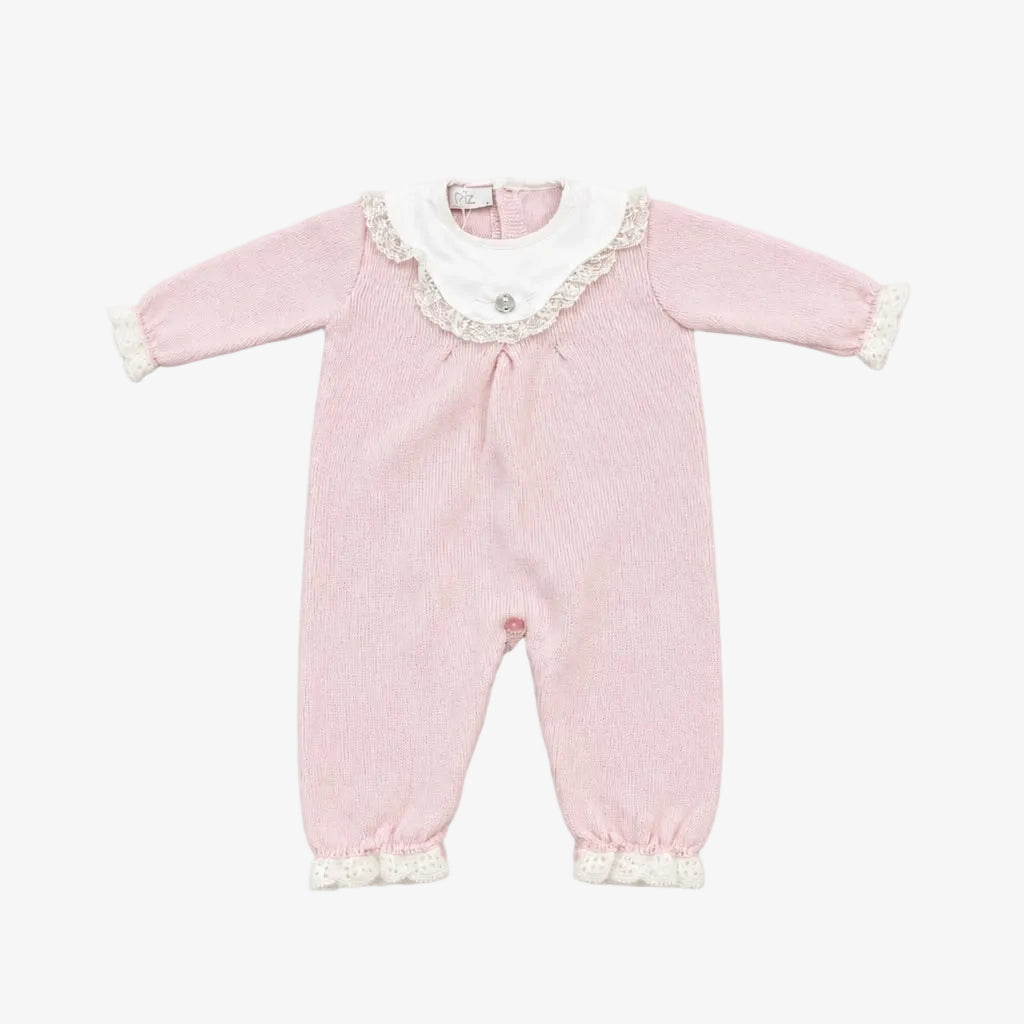 Paz Rodriguez Baby Girls Pink Romper - front view