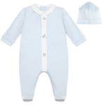 Kent Blue Babygrow with Whiite Placket & Hat
