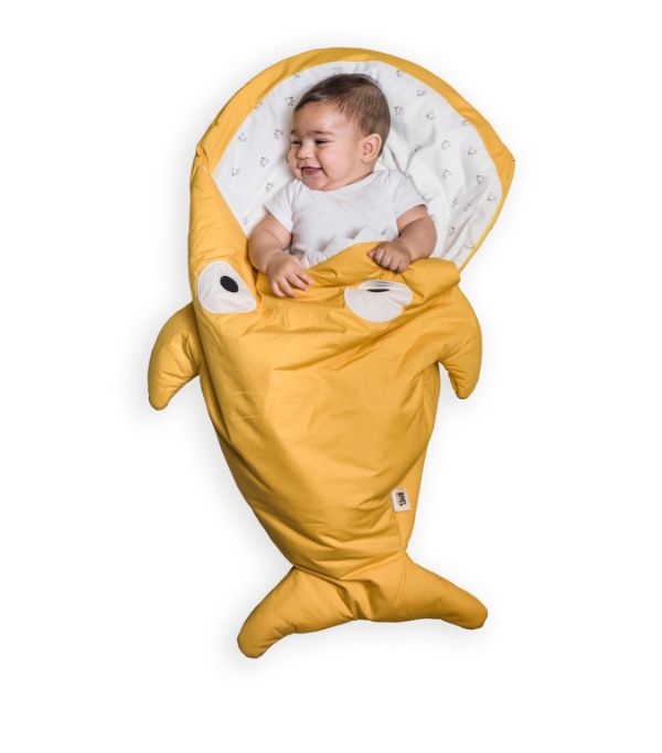Baby Bites Shark Footmuff Yellow Poll Inner | Casa Childrenswear