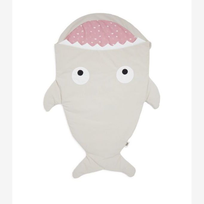 Baby Bites Shark Footmuff Stone/ Pink Rosa Inner | Casa Childrenswear